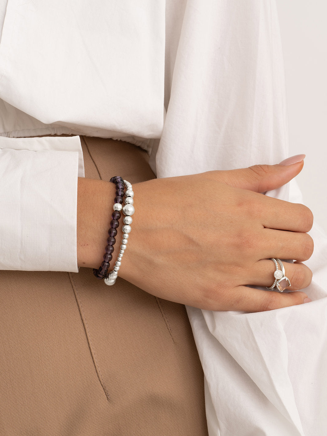 Saturn Armband Small Aubergine Quartz