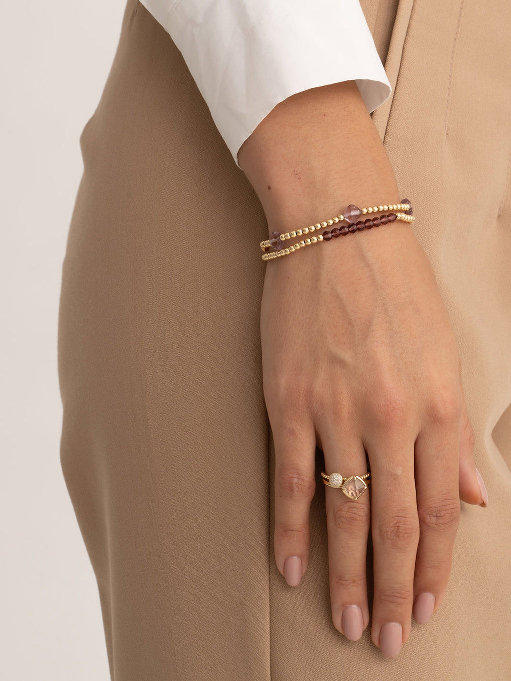 Edge Ring Aubergine 9K Goud