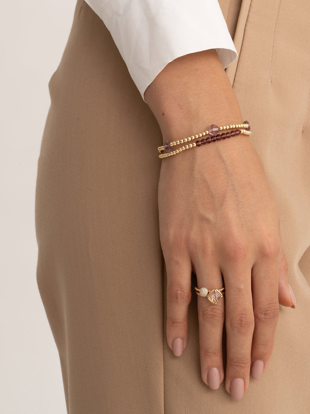 Edge Ring Aubergine 9K Goud