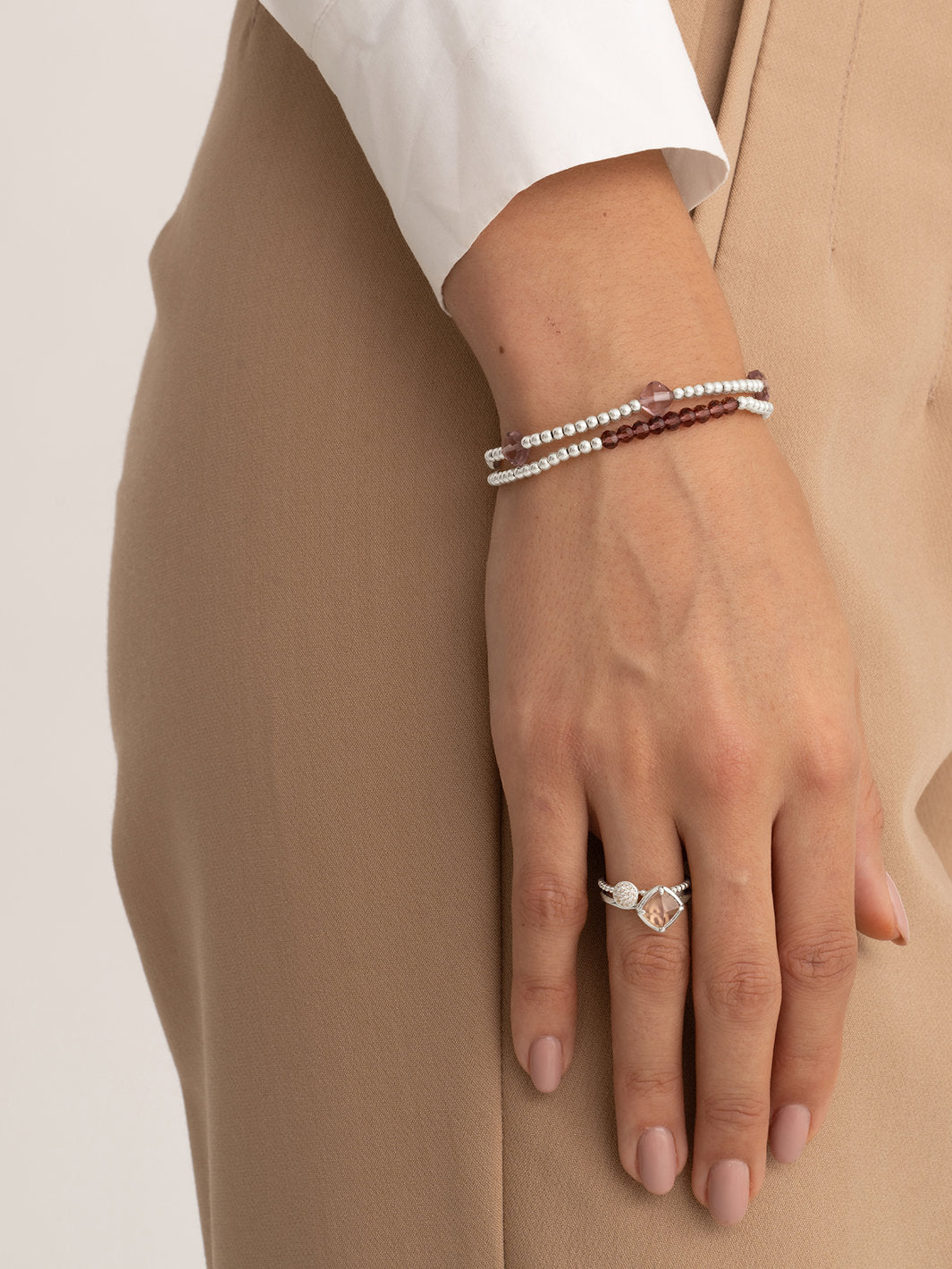 Cushion Cut Armband Aubergine Quartz