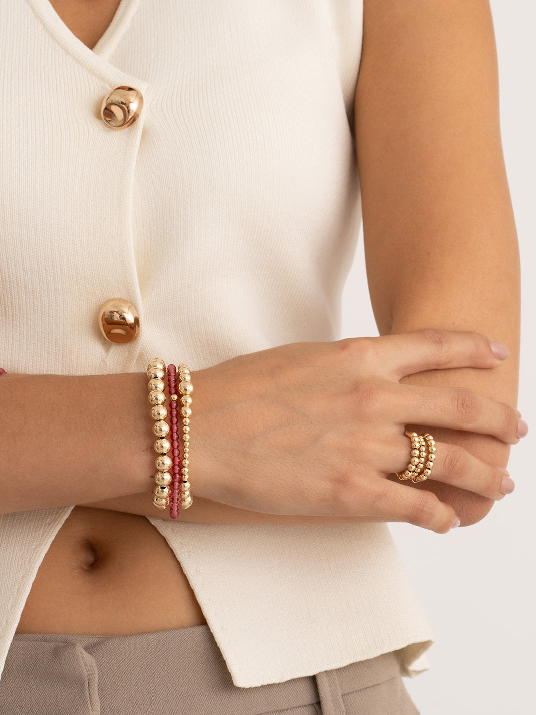 Saturn Armband Small Fuchsia Quartz