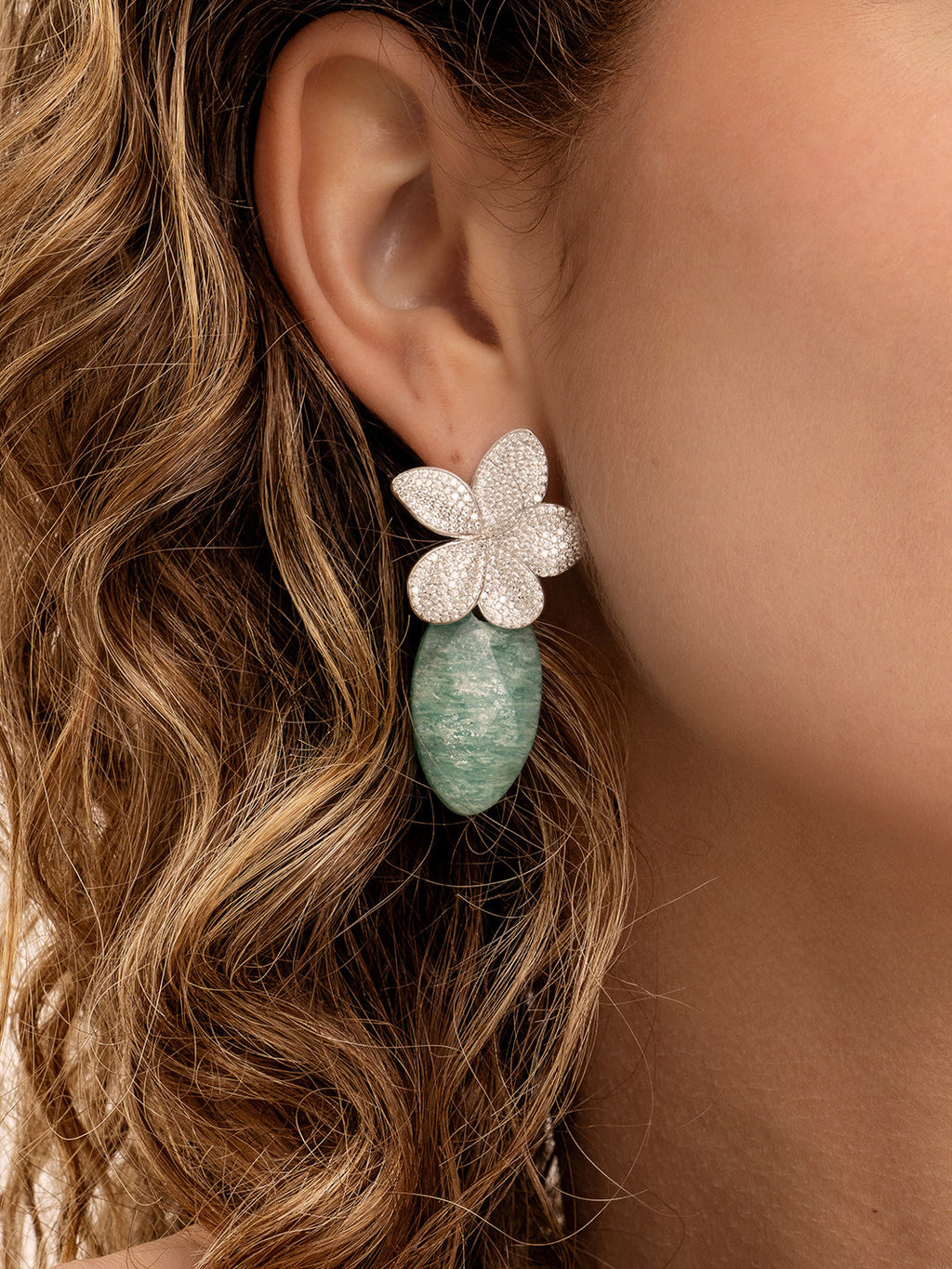 Oorbel Edelstenen Leaf Amazonite - Oorbel Edelstenen Leaf Amazonite