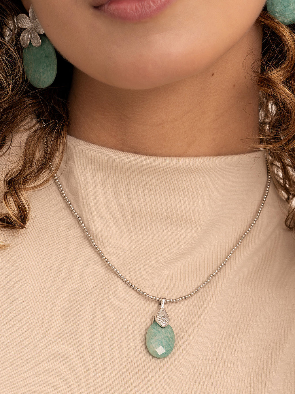 Pendant Edelsteen Medium Oval Rich Green Amazonite - Pendant Edelsteen Medium Oval Rich Green Amazonite