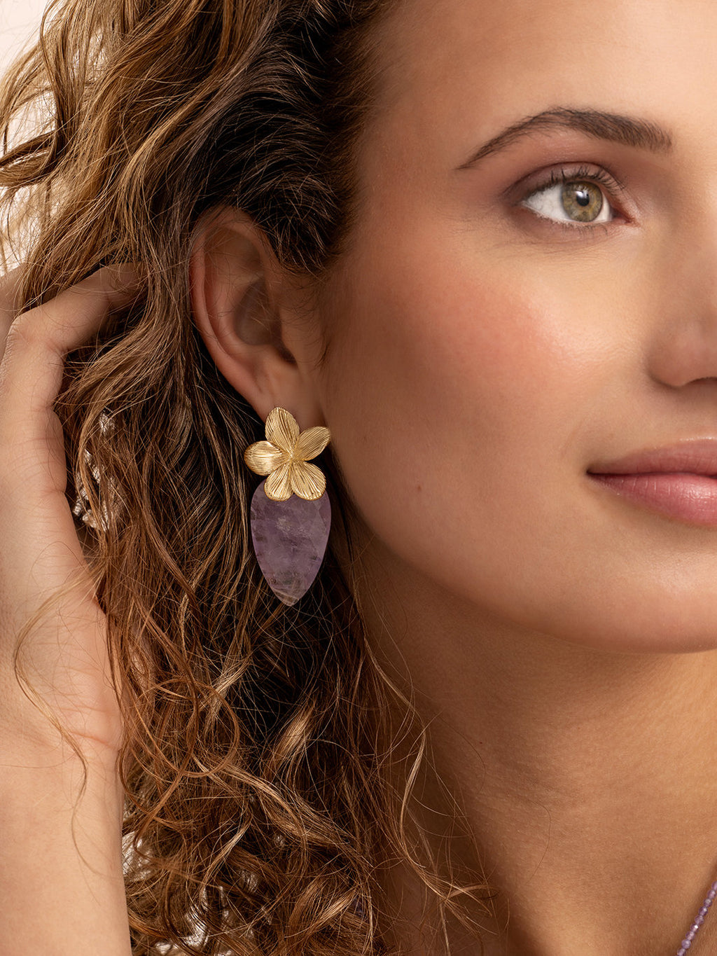 Oorbel Edelstenen Blossom Amethyst - Oorbel Edelstenen Blossom Amethyst