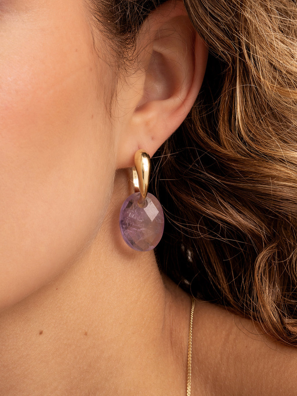 Oorbel Edelstenen Medium Oval Amethyst - Oorbel Edelstenen Medium Oval Amethyst