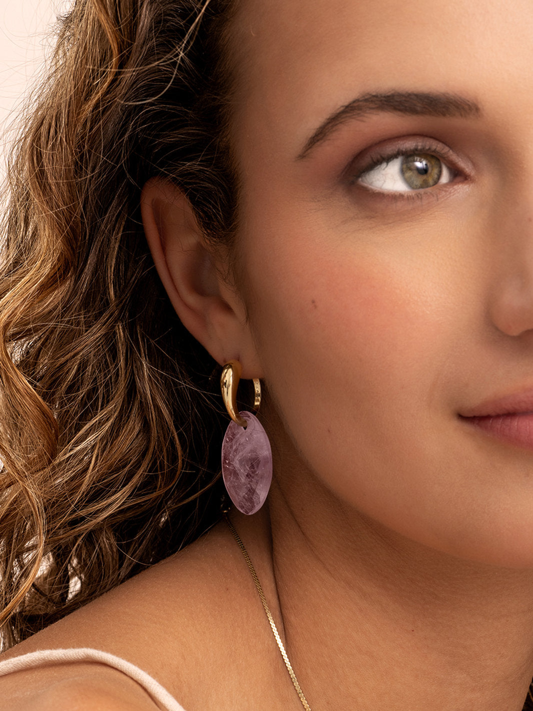 Oorbel Edelstenen Leaf Amethyst - Oorbel Edelstenen Leaf Amethyst