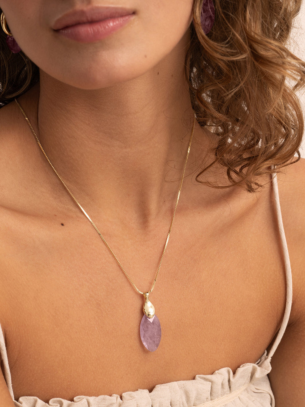 Pendant Edelsteen Leaf Amethyst - Pendant Edelsteen Leaf Amethyst