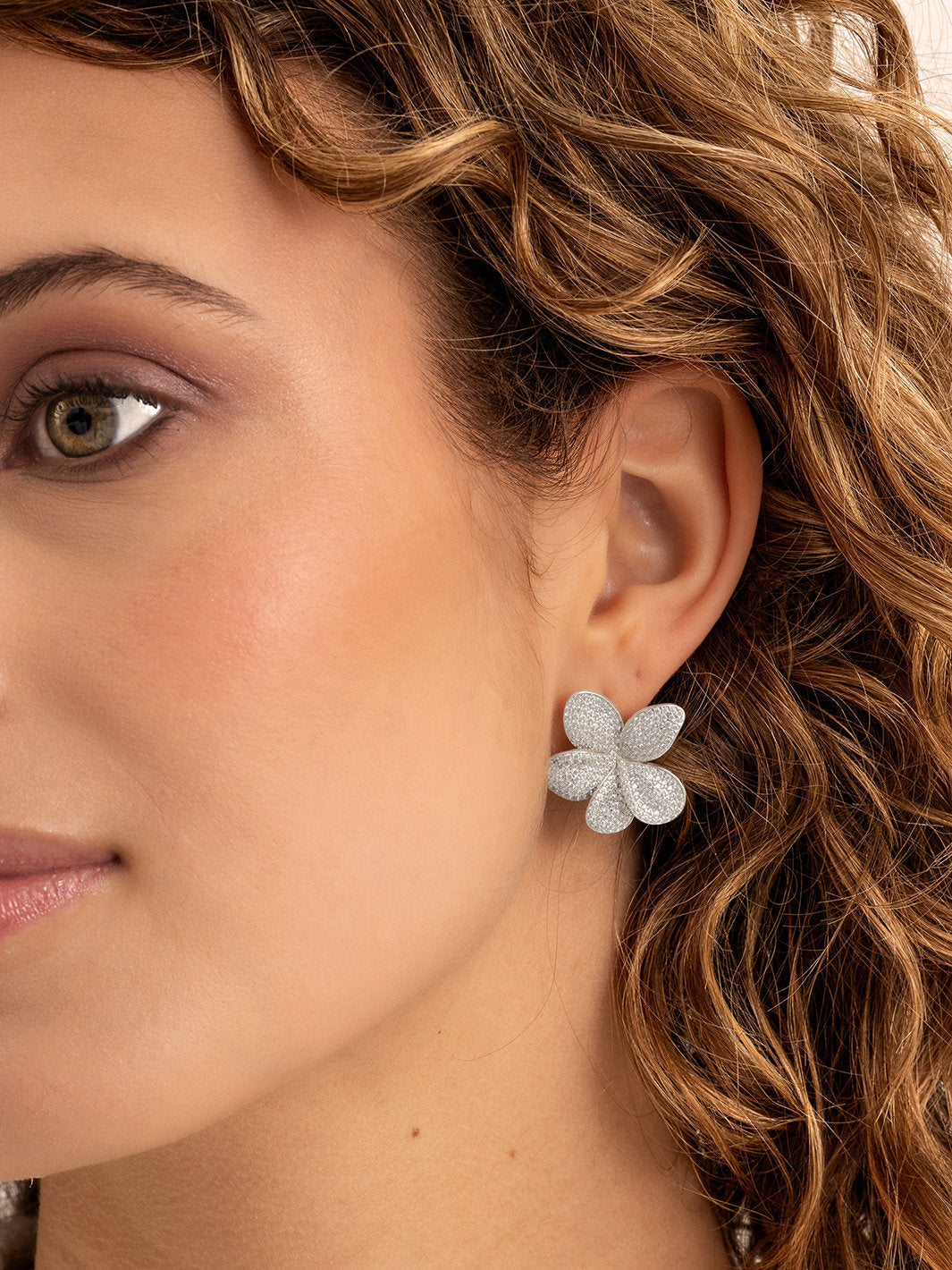 Flora Push Back Oorbellen Zirconia