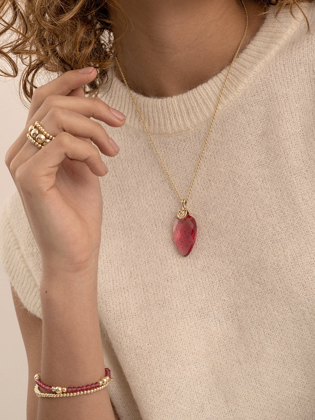 Pendant Edelsteen Blossom Fuchsia Quartz - Pendant Edelsteen Blossom Fuchsia Quartz