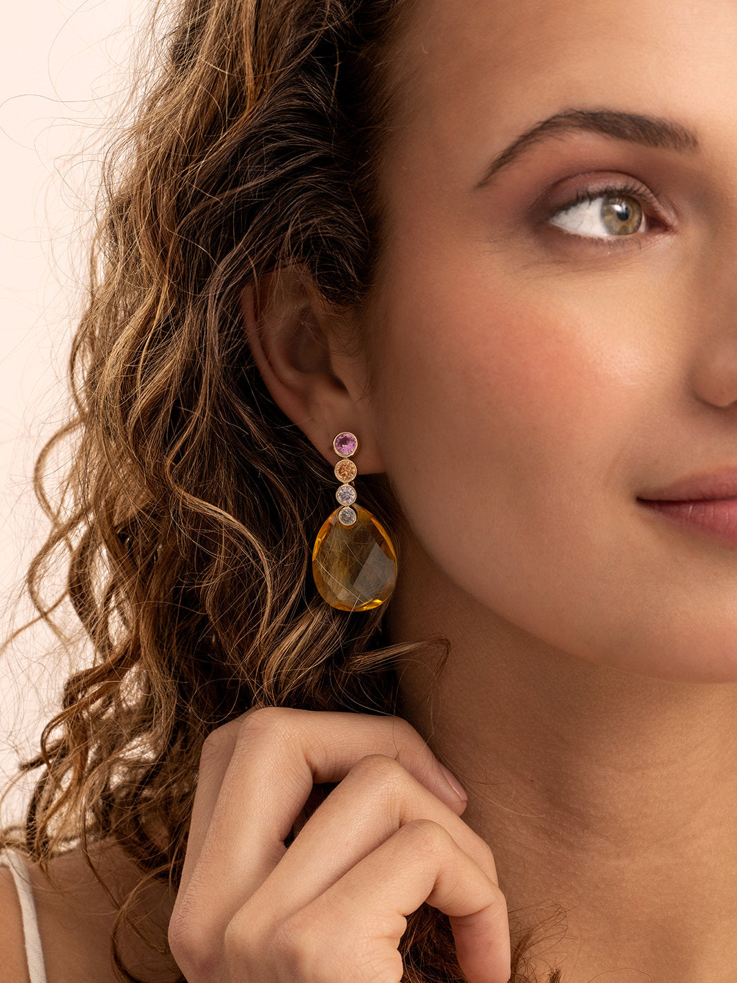 Oorbel Edelstenen Afterglow Light Gold Citrine Quartz - Oorbel Edelstenen Afterglow Light Gold Citrine Quartz