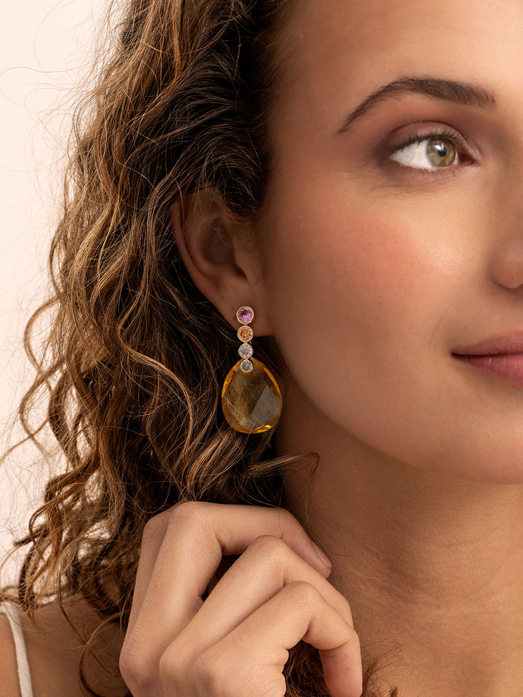 Oorbel Edelstenen Afterglow Light Gold Citrine Quartz - Oorbel Edelstenen Afterglow Light Gold Citrine Quartz