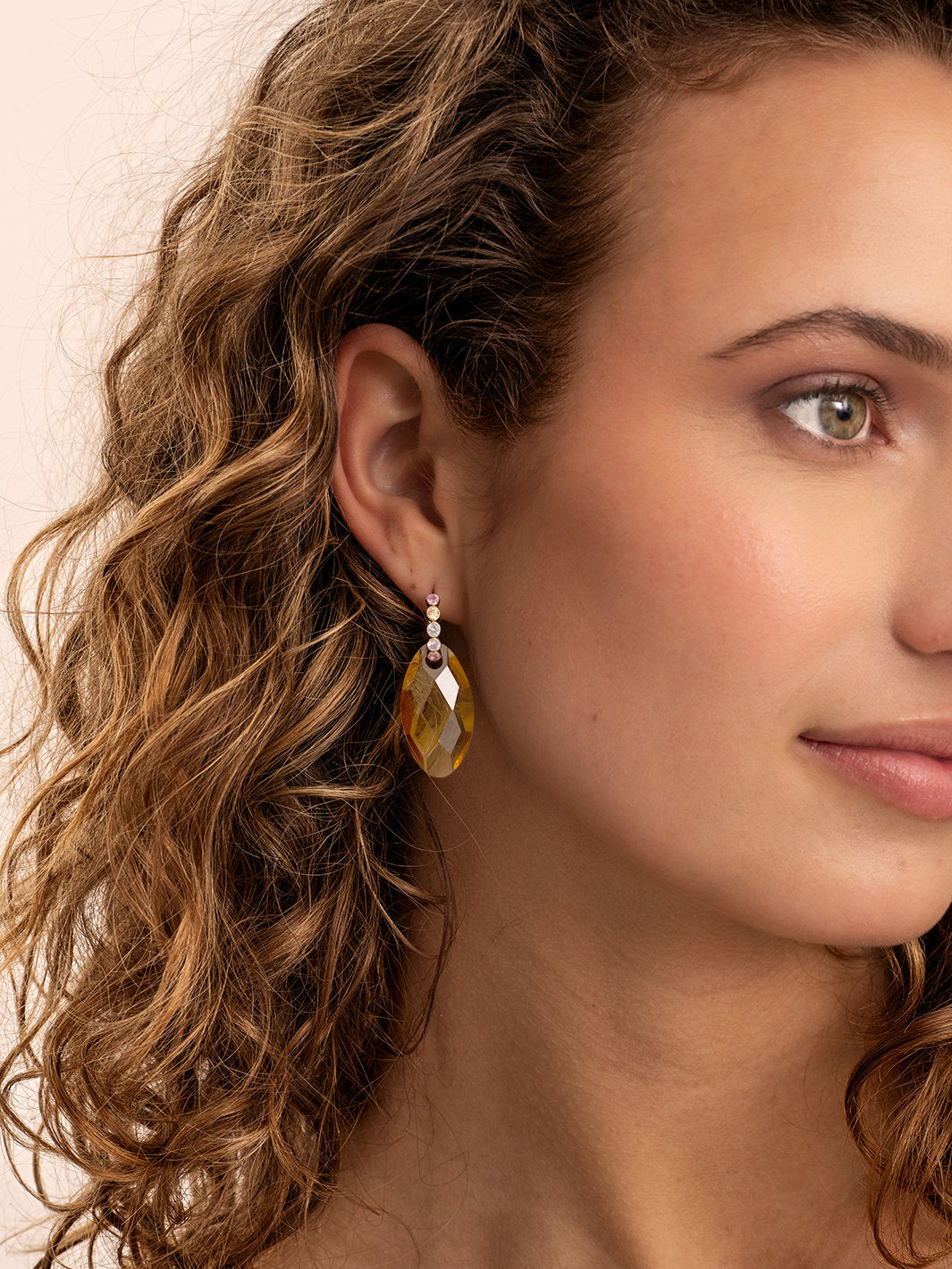 Oorbel Edelstenen Leaf Light Gold Citrine Quartz - Oorbel Edelstenen Leaf Light Gold Citrine Quartz