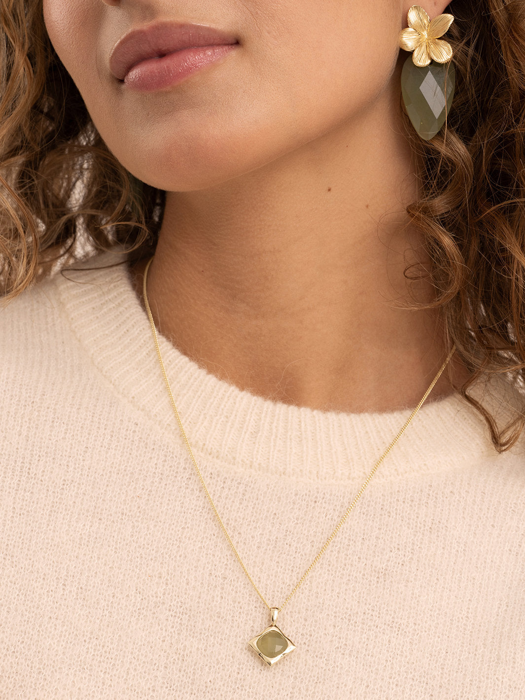 Cushion Cut Pendant Lime Jade