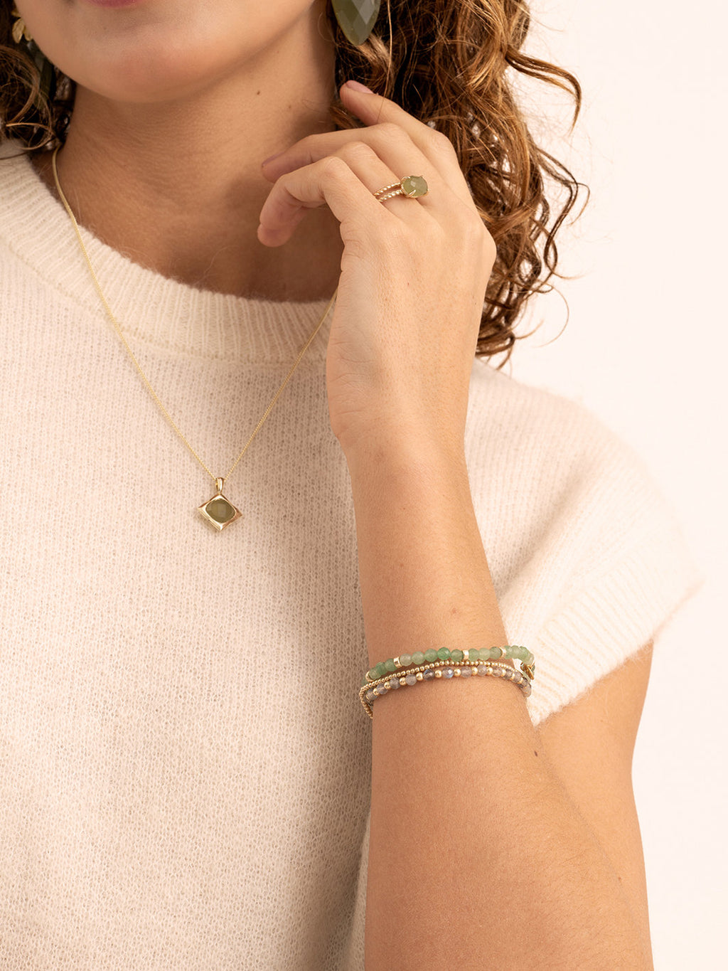 Cushion Cut Pendant Lime Jade