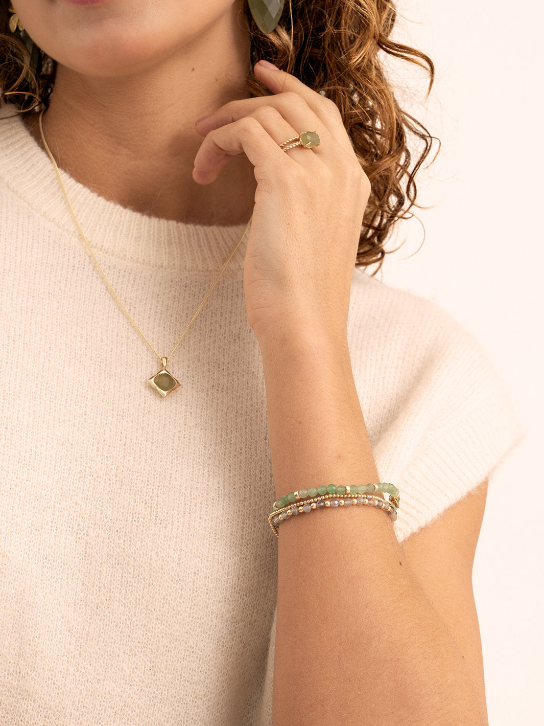 Cushion Cut Pendant Lime Jade
