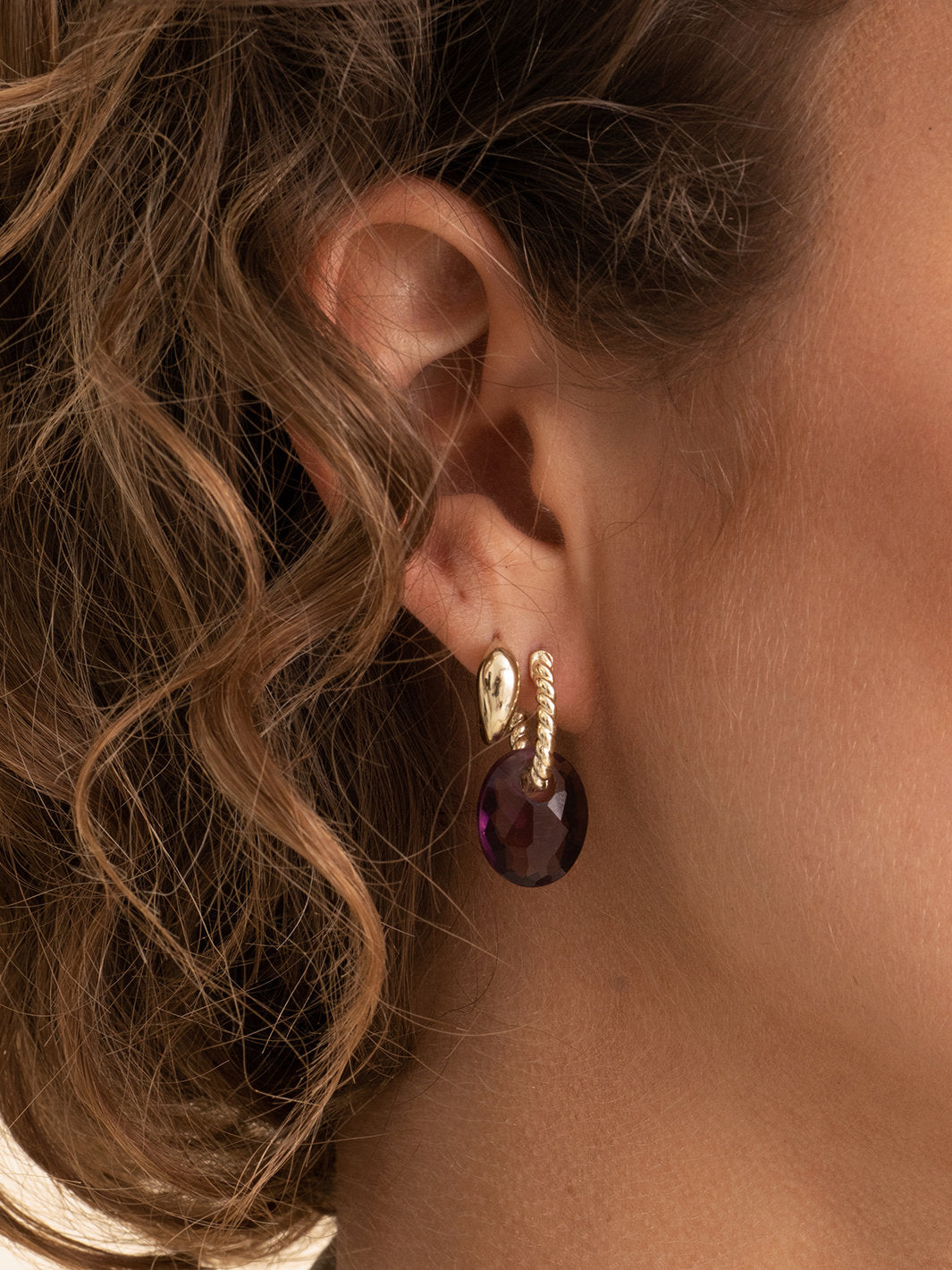 Oorbel Edelstenen Small Oval Aubergine Quartz - Oorbel Edelstenen Small Oval Aubergine Quartz