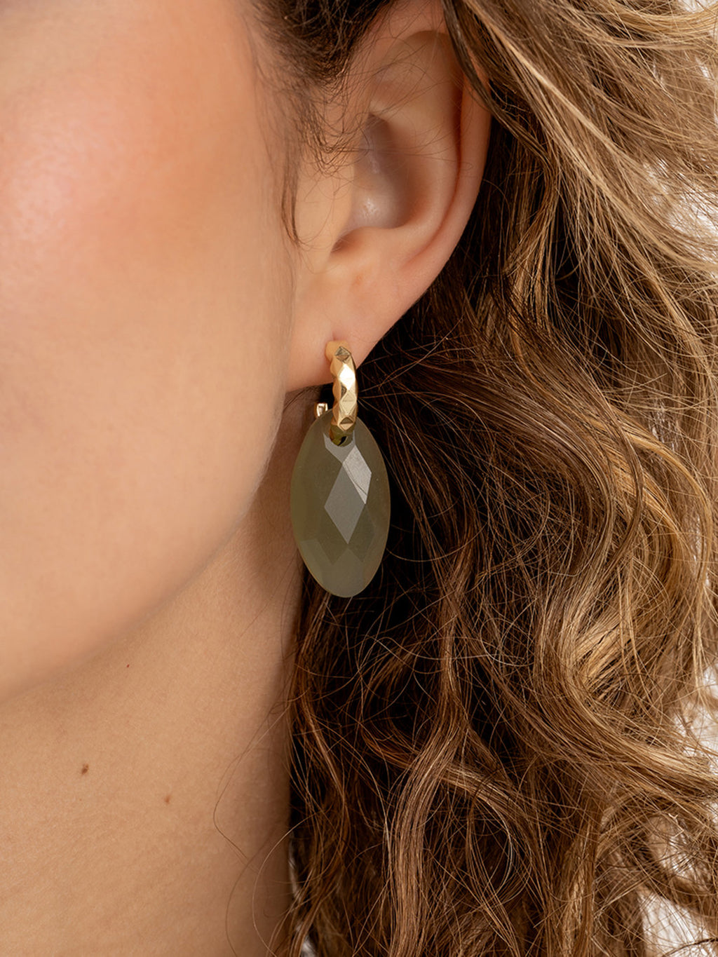 Oorbel Edelstenen Leaf Lime Jade - Oorbel Edelstenen Leaf Lime Jade
