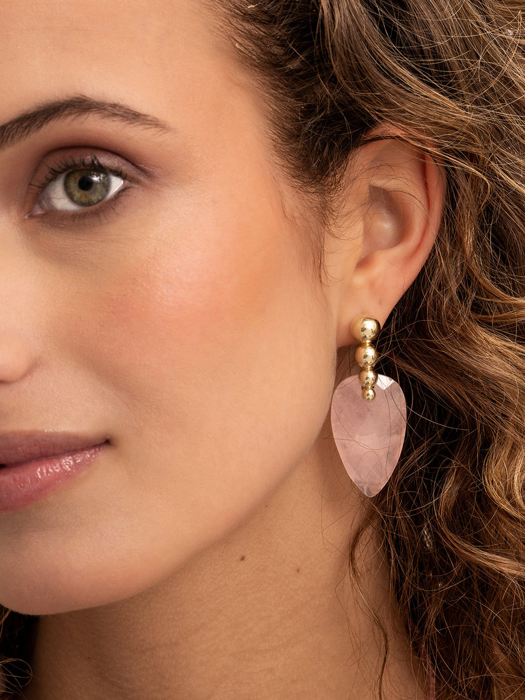 Oorbel Edelstenen Blossom Rose Quartz - Oorbel Edelstenen Blossom Rose Quartz