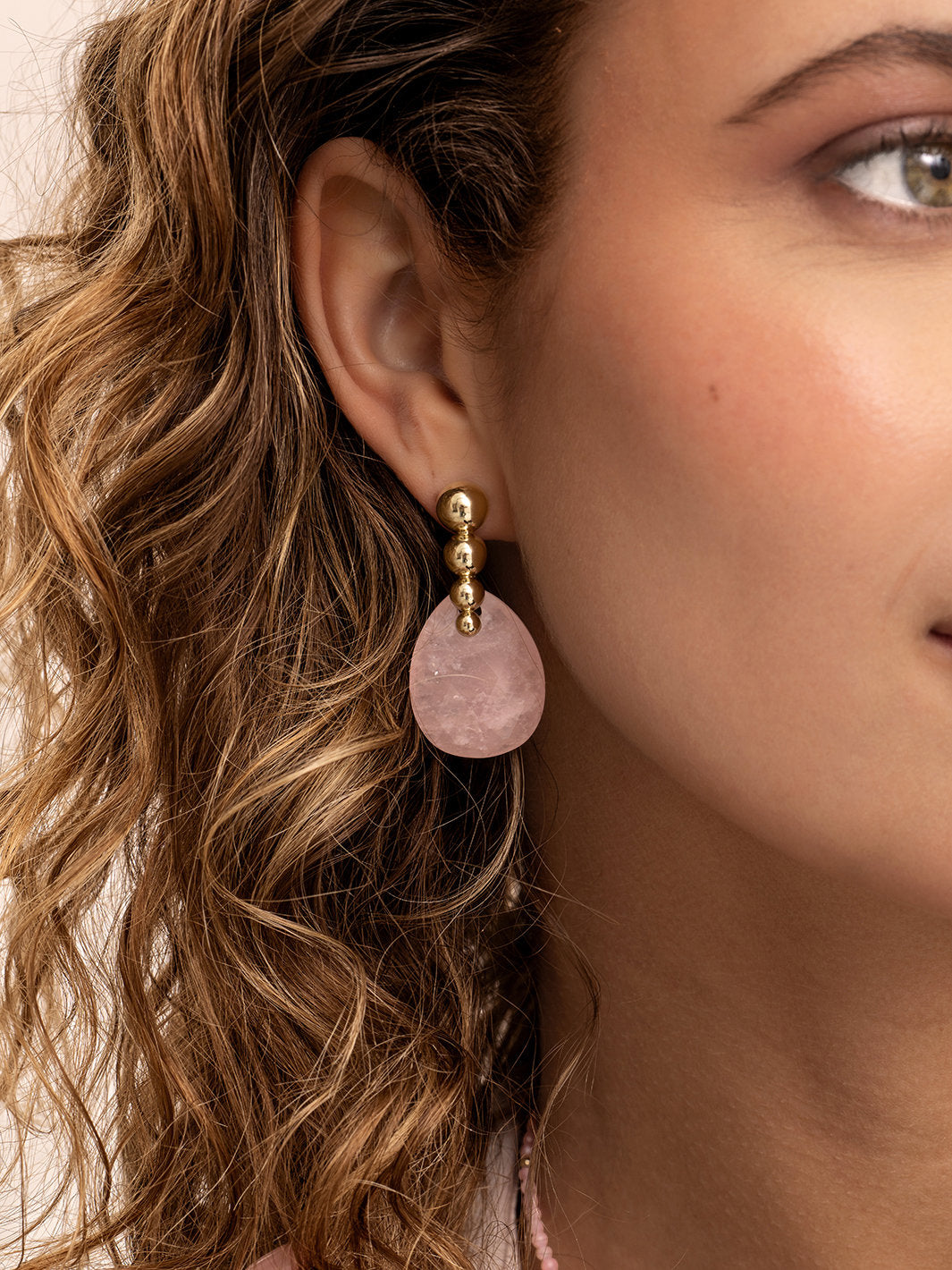 Oorbel Edelstenen Afterglow Rose Quartz - Oorbel Edelstenen Afterglow Rose Quartz