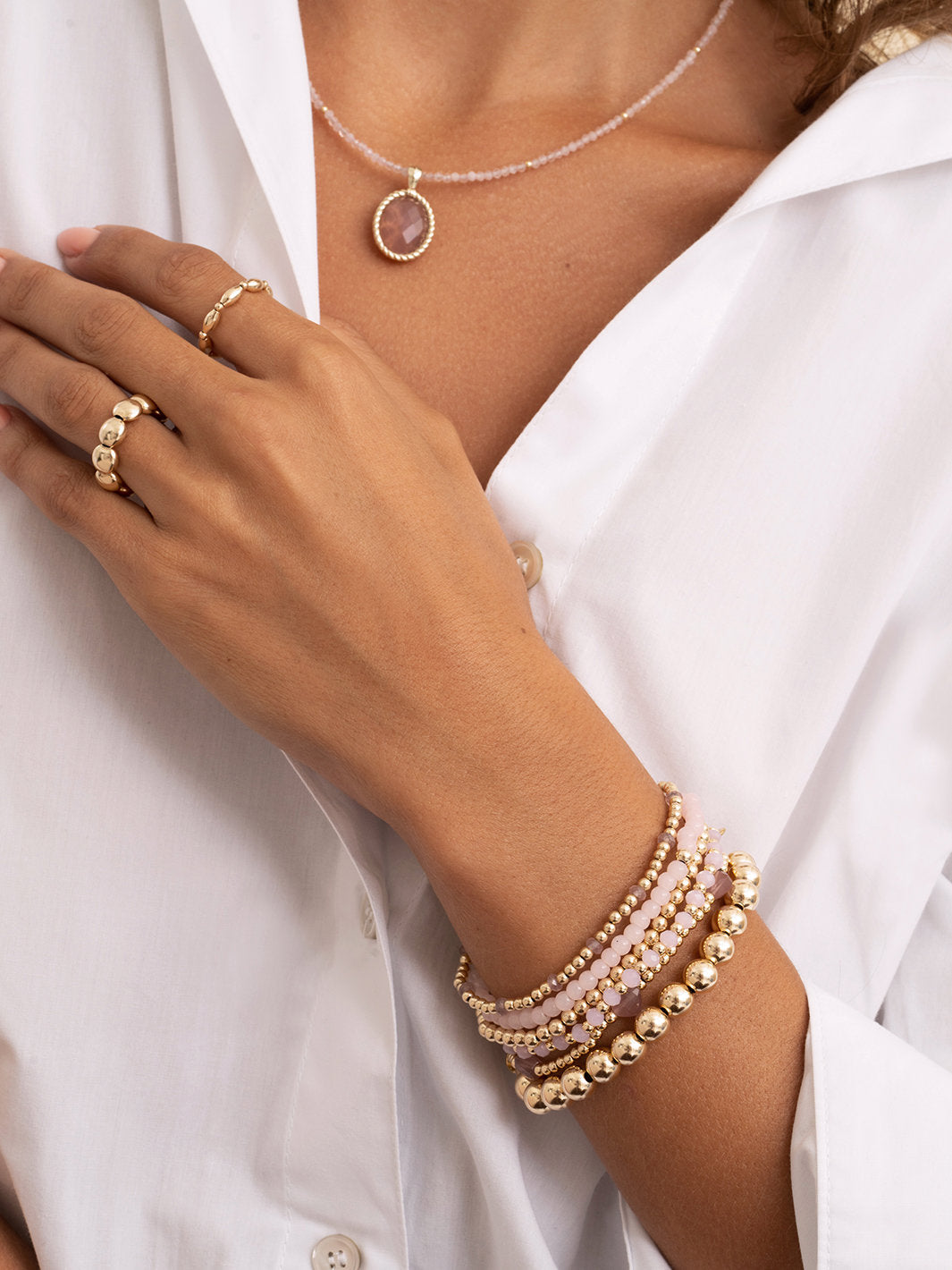 Saturn Armband Small Pink Opalite