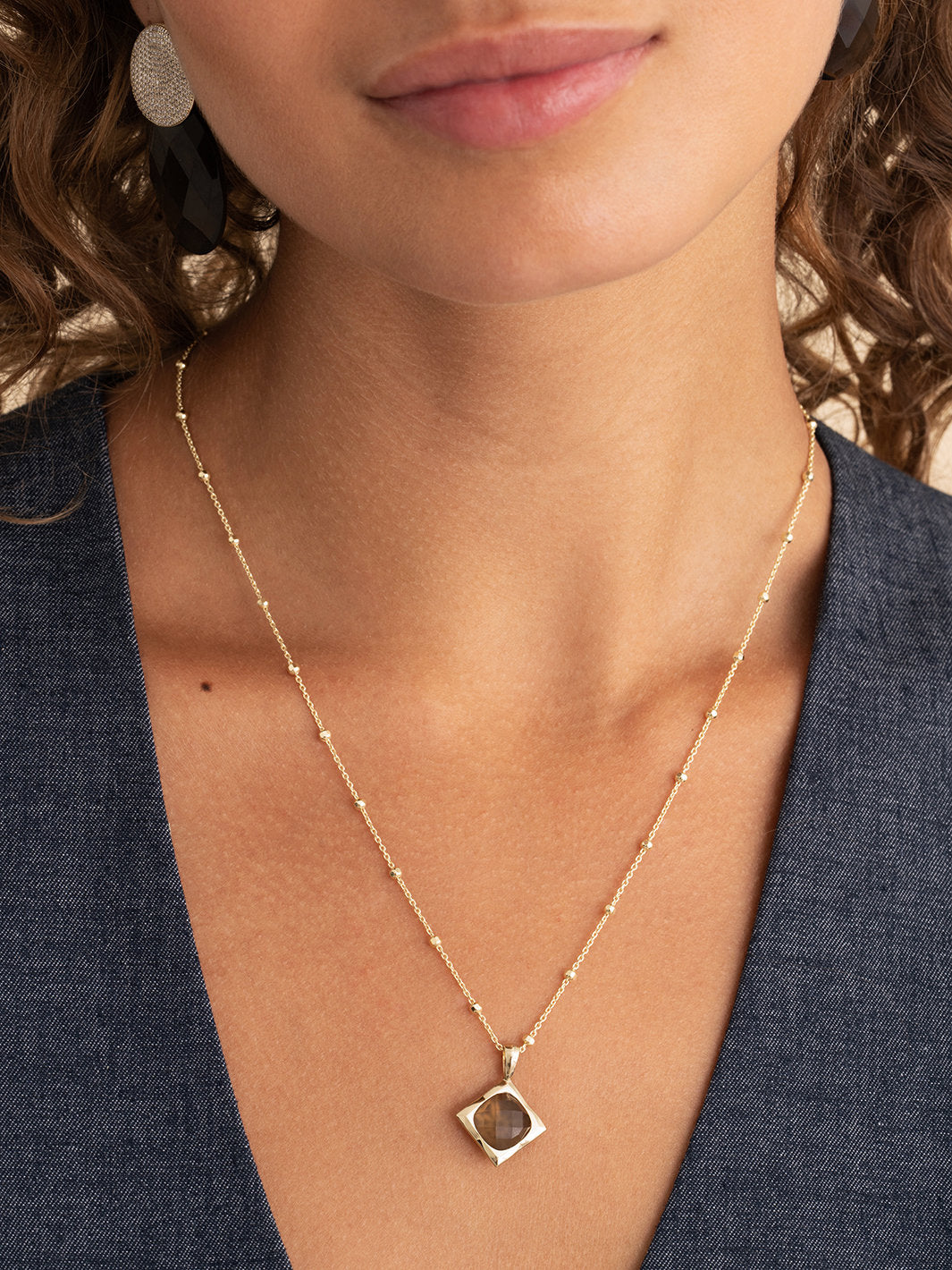 Cushion Cut Pendant Smoky Quartz