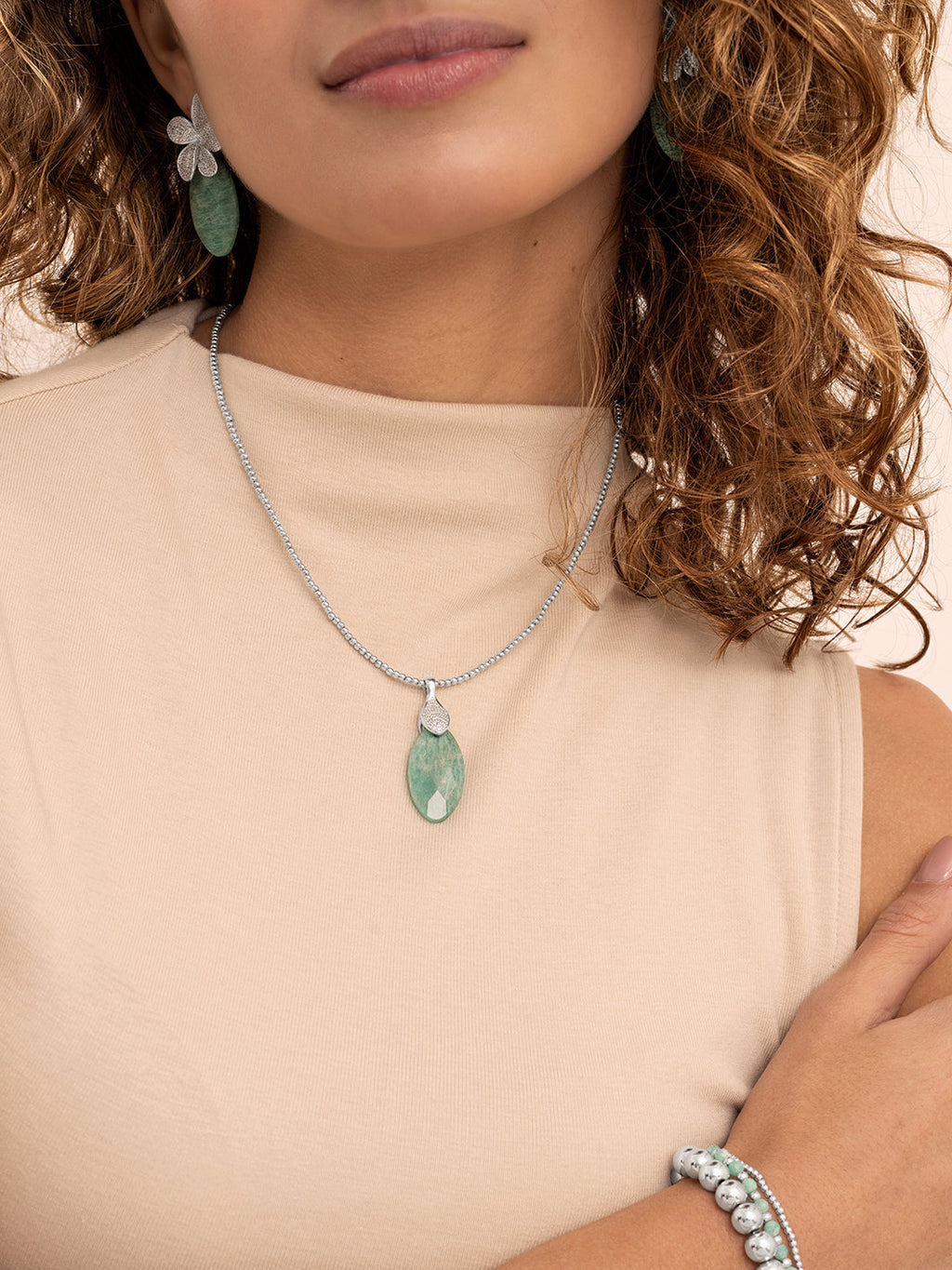 Pendant Edelsteen Leaf Rich Green Amazonite - Pendant Edelsteen Leaf Rich Green Amazonite