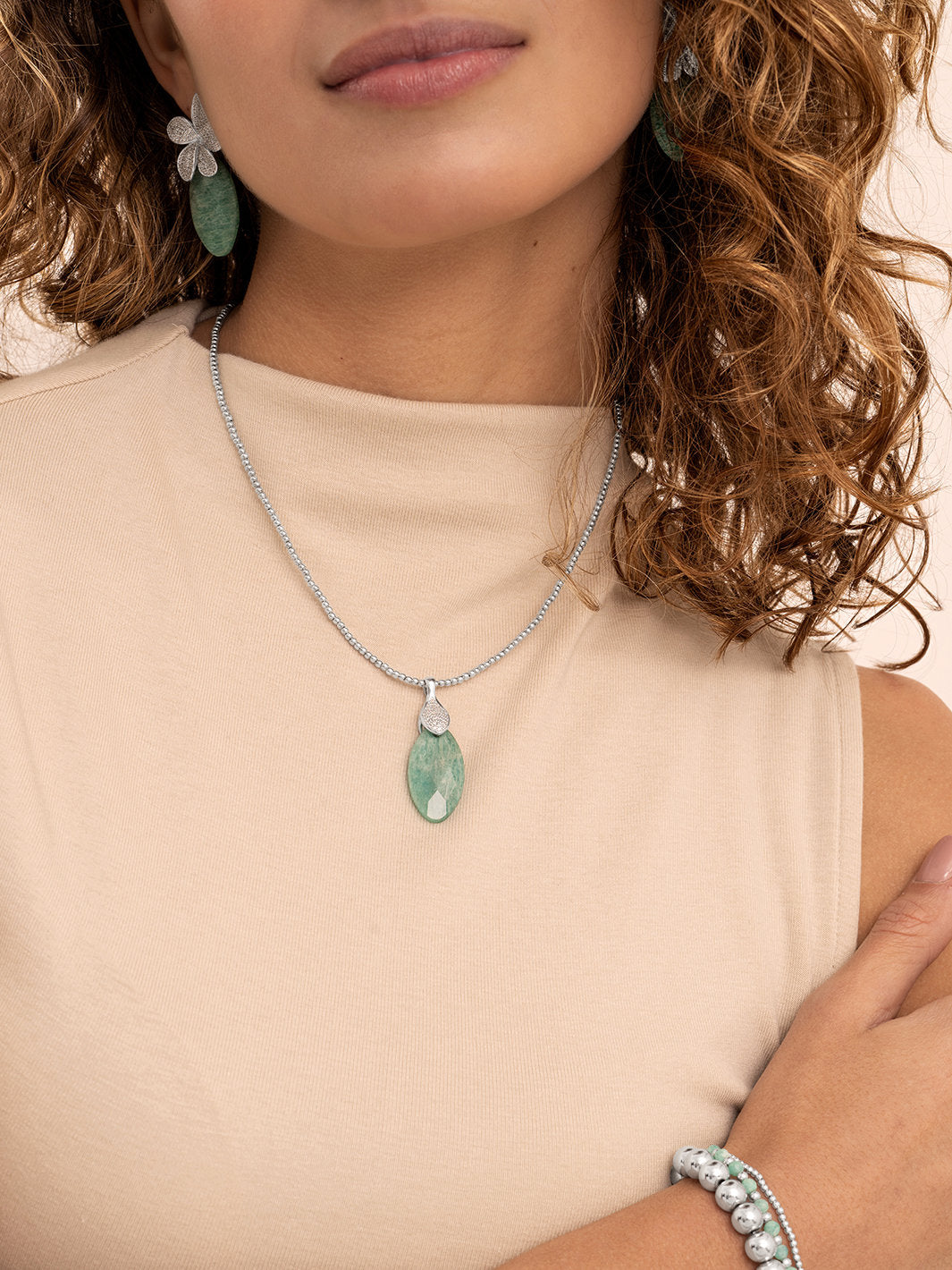 Pendant Edelsteen Leaf Rich Green Amazonite - Pendant Edelsteen Leaf Rich Green Amazonite