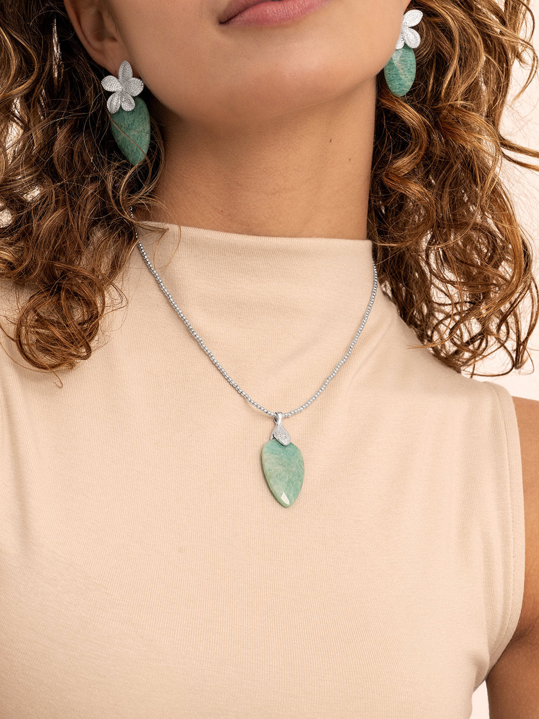 Pendant Edelsteen Blossom Rich Green Amazonite - Pendant Edelsteen Blossom Rich Green Amazonite