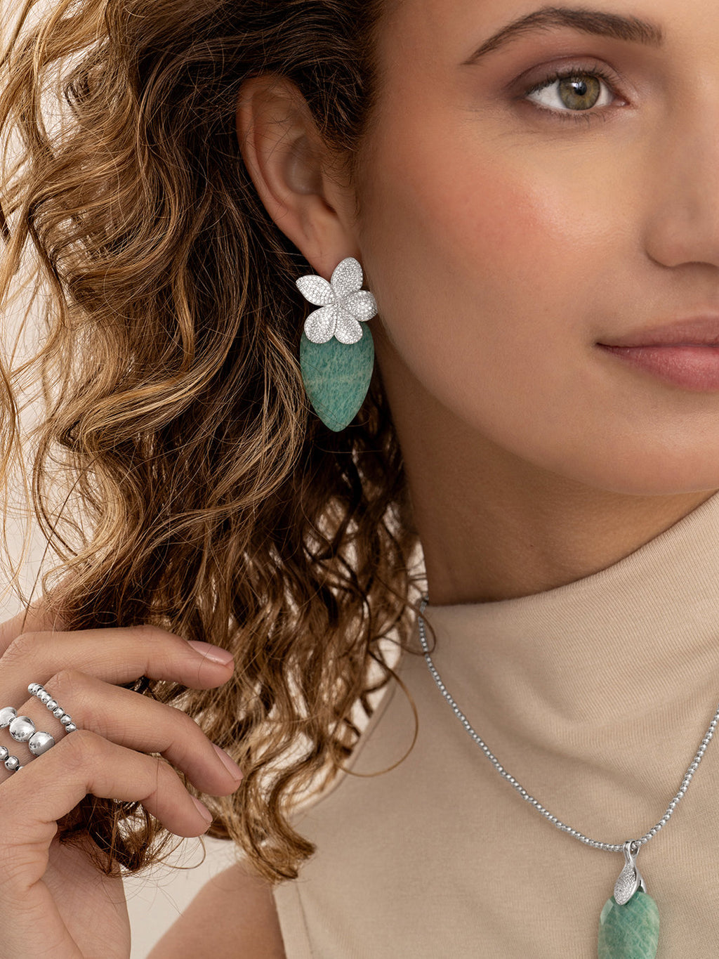 Oorbel Edelstenen Blossom Rich Green Amazonite - Oorbel Edelstenen Blossom Rich Green Amazonite