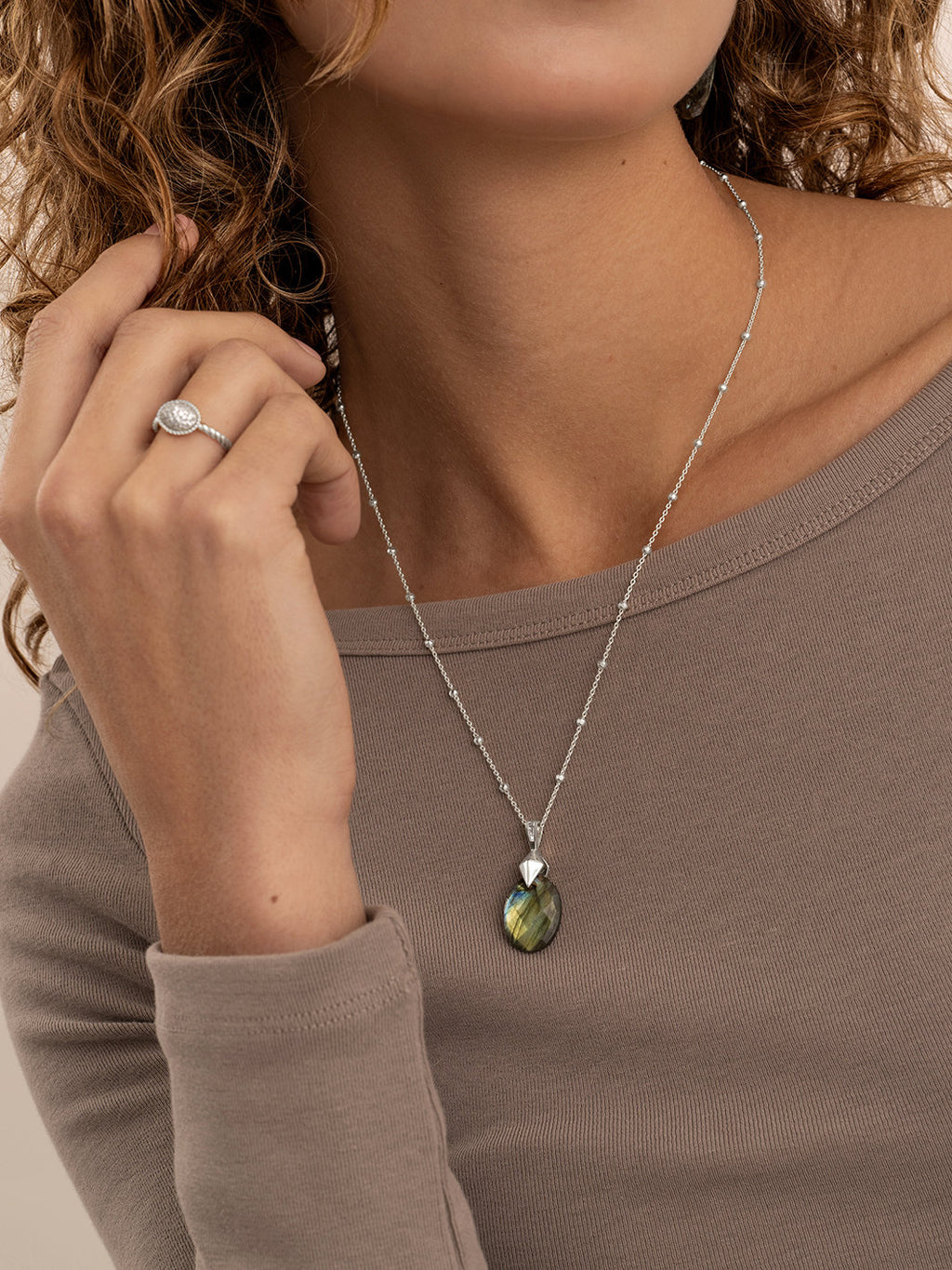 Small Faceted Ball Chain Ketting