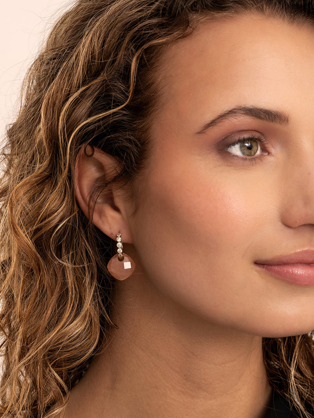 Oorbel Edelstenen Cushion Cut Sunstone - Oorbel Edelstenen Cushion Cut Sunstone