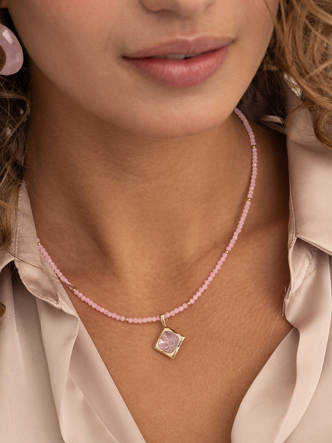 Kralen Ketting 2mm Rose Quartz 42cm +2cm