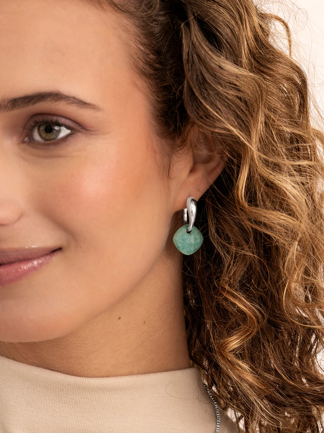Oorbel Edelstenen Cushion Cut Rich Green Amazonite - Oorbel Edelstenen Cushion Cut Rich Green Amazonite