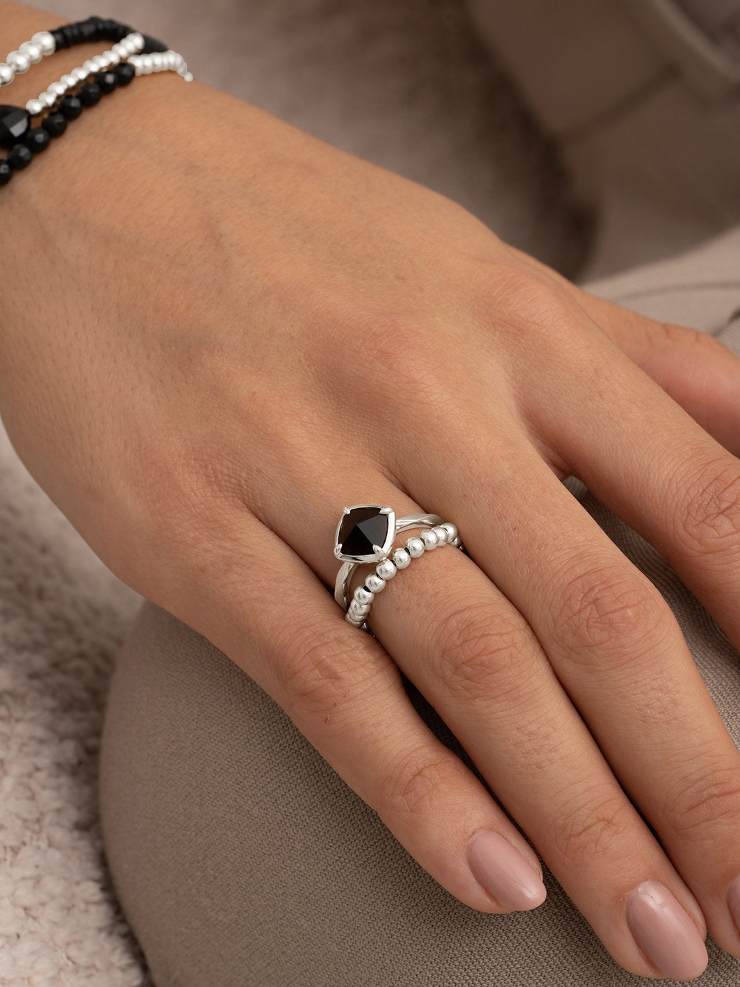 Edge Ring Onyx Zilver
