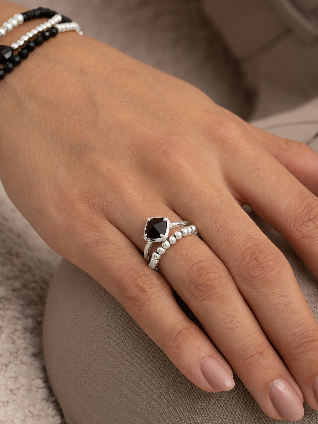 Edge Ring Onyx Zilver
