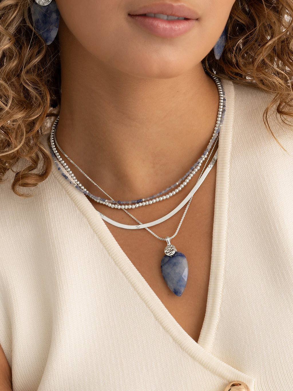 Kralen Ketting 2mm Blue Aventurine 42cm +2cm