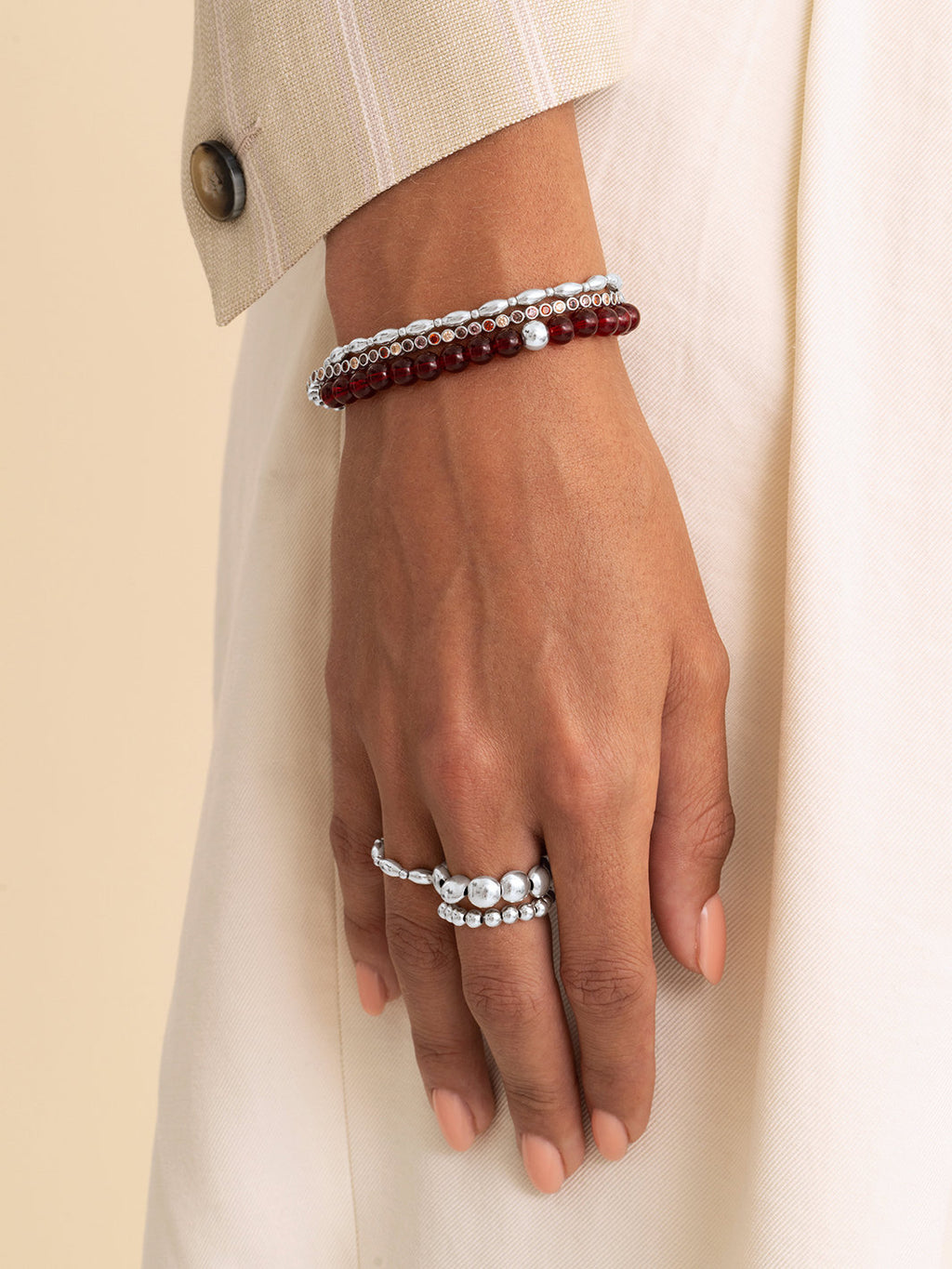 Saturn Armband Large Ruby Quartz