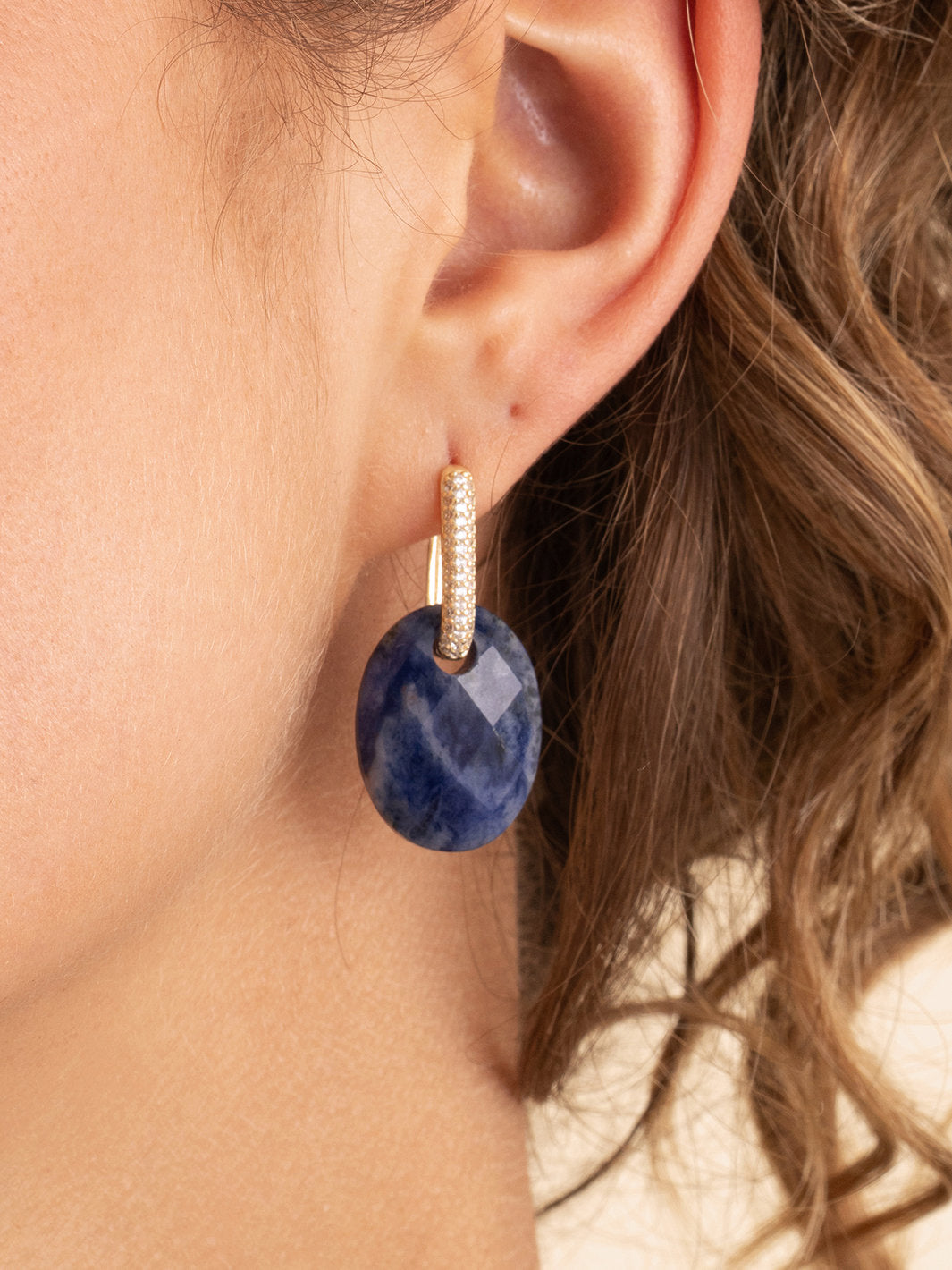 Oorbel Edelstenen Medium Oval Sodalite - Oorbel Edelstenen Medium Oval Sodalite