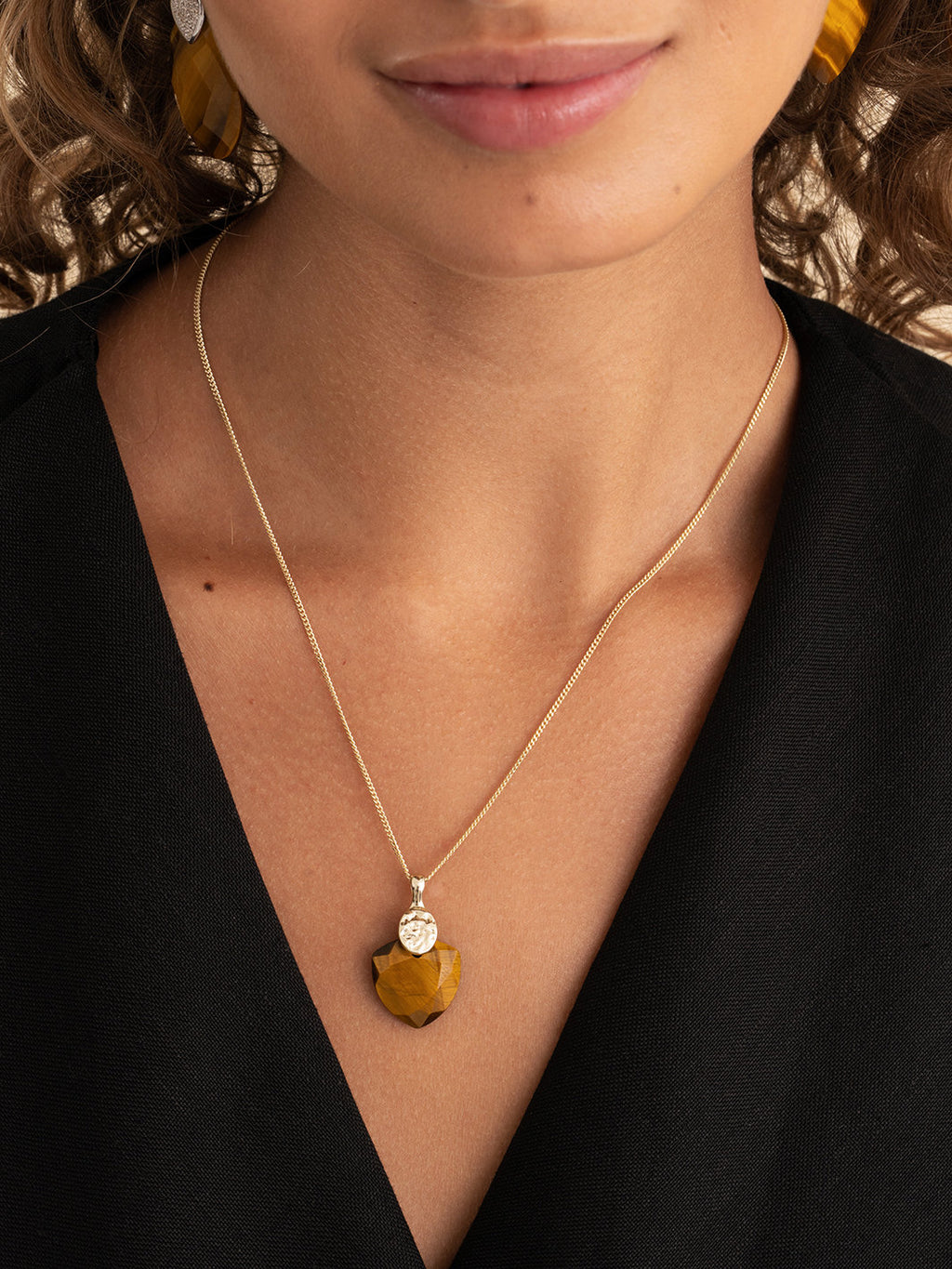 Pendant Edelsteen Tiger Eye Trillion Cut - Pendant Edelsteen Tiger Eye Trillion Cut