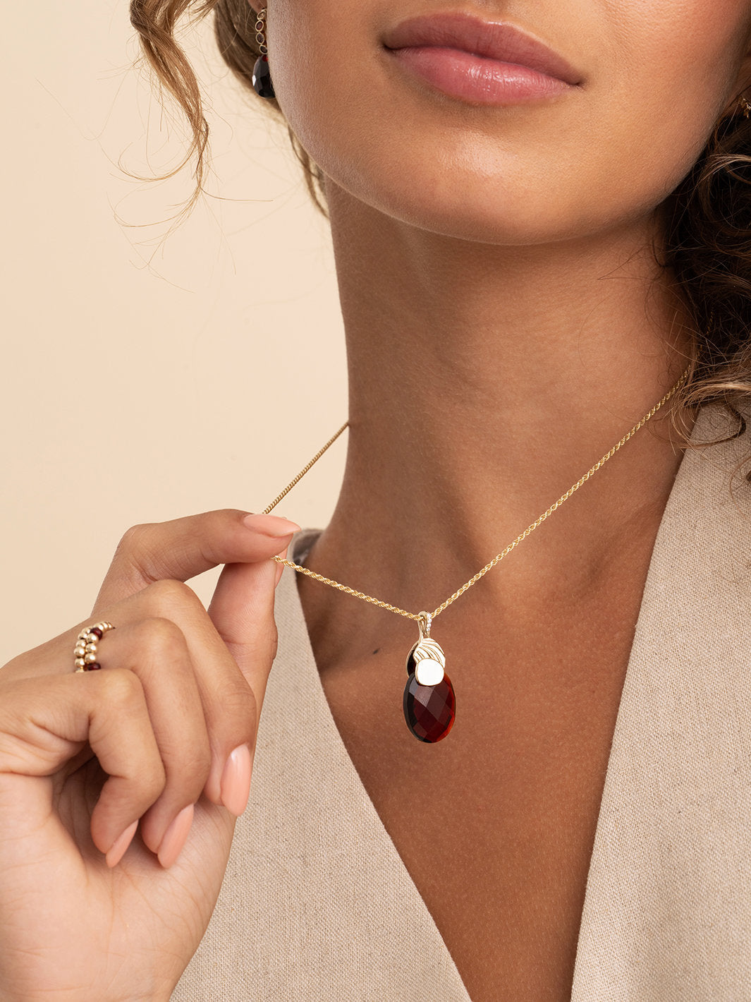 Pendant Edelsteen Medium Oval Ruby Quartz - Pendant Edelsteen Medium Oval Ruby Quartz