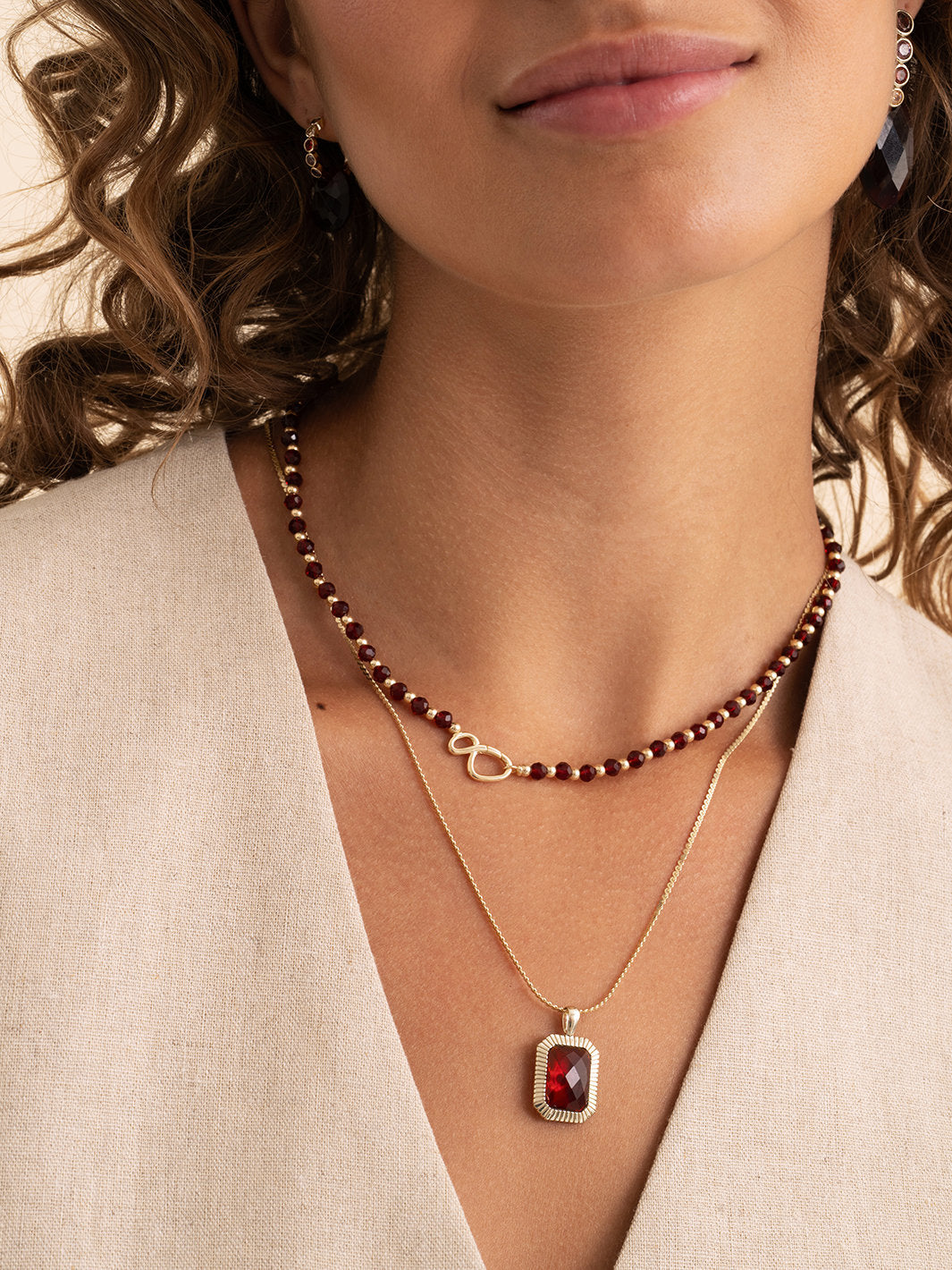 Baguette Pendant Ruby Quartz