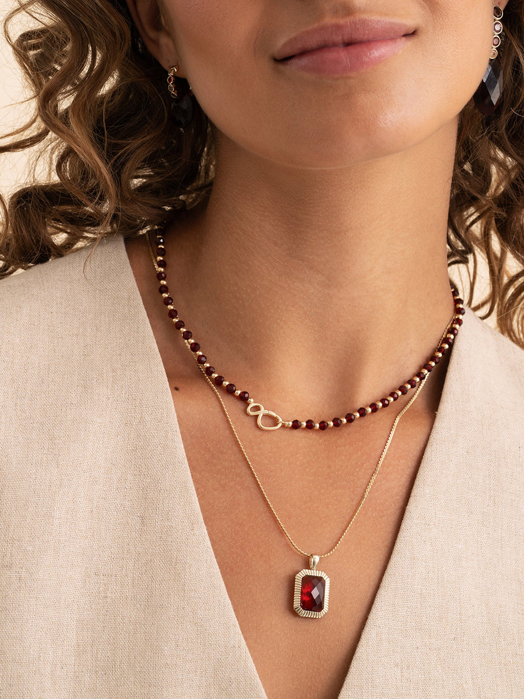 Baguette Pendant Ruby Quartz
