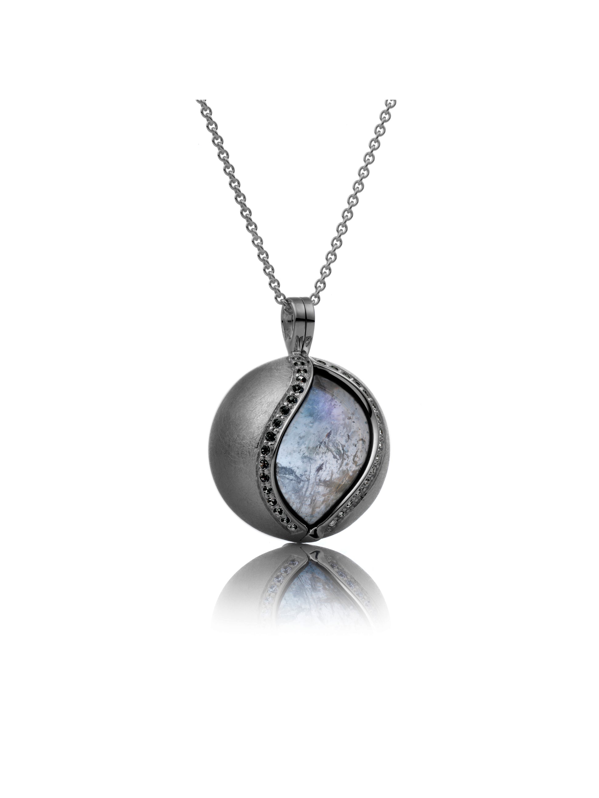 Black rhodium plated Minimal pendant CZ Black - Ice Matt - Black rhodium plated Minimal pendant CZ Black - Ice Matt