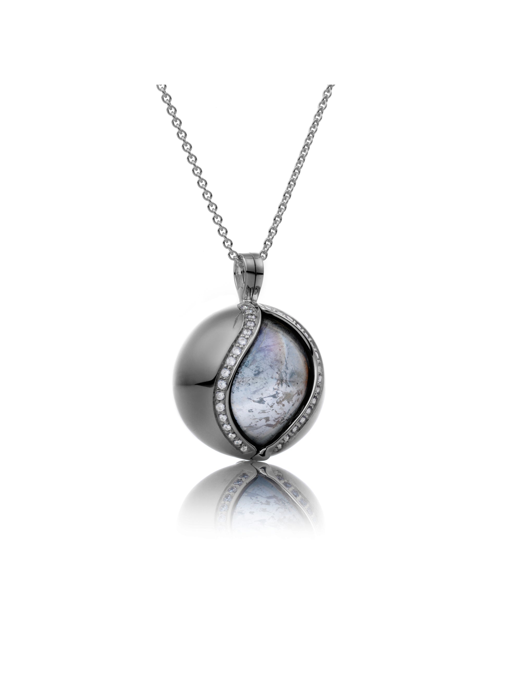Black rhodium plated pendant - clear CZ polished - Black rhodium plated pendant - clear CZ polished