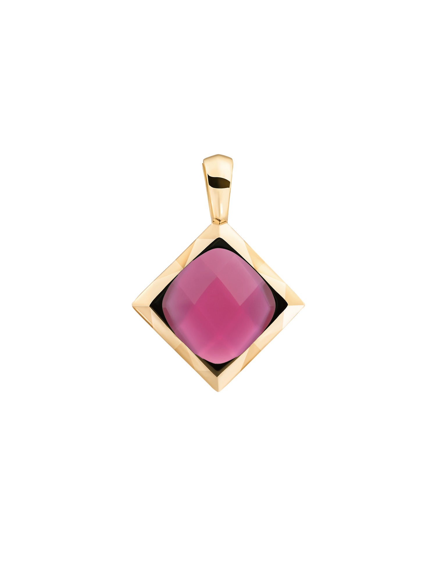 Cushion Cut Pendant Candy Jade - Gold Plated