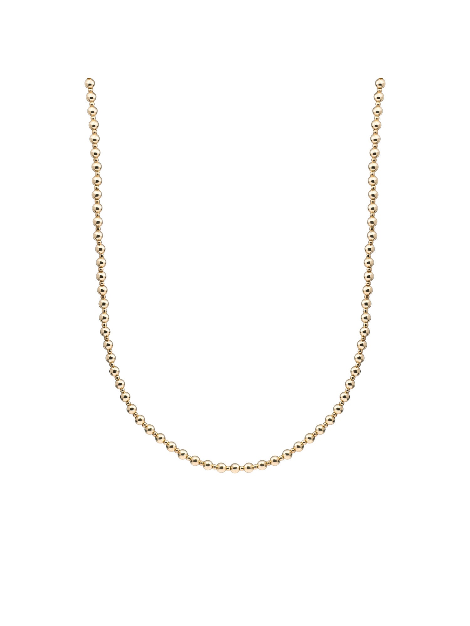 Kralen Ketting 2mm + 4mm - 42cm +2cm - Gold Plated