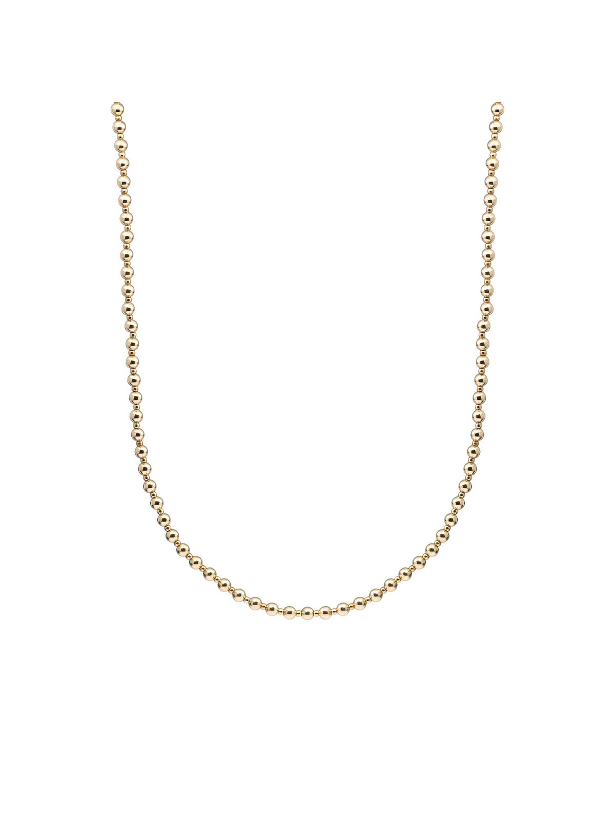 Kralen Ketting 2mm + 4mm - 42cm +2cm - Gold Plated