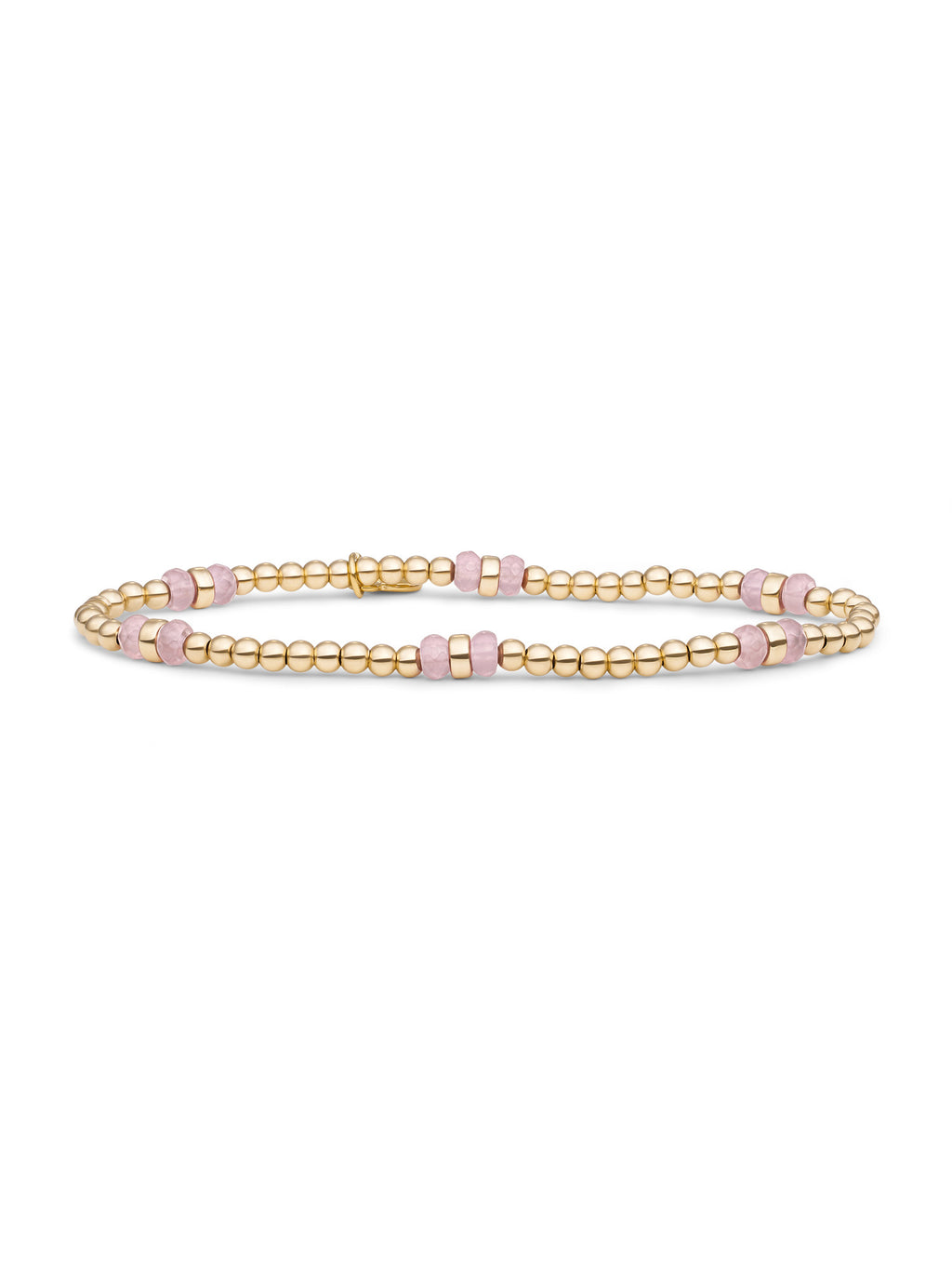 Double Reverse Roundel Armband Pink Opalite - Gold Plated