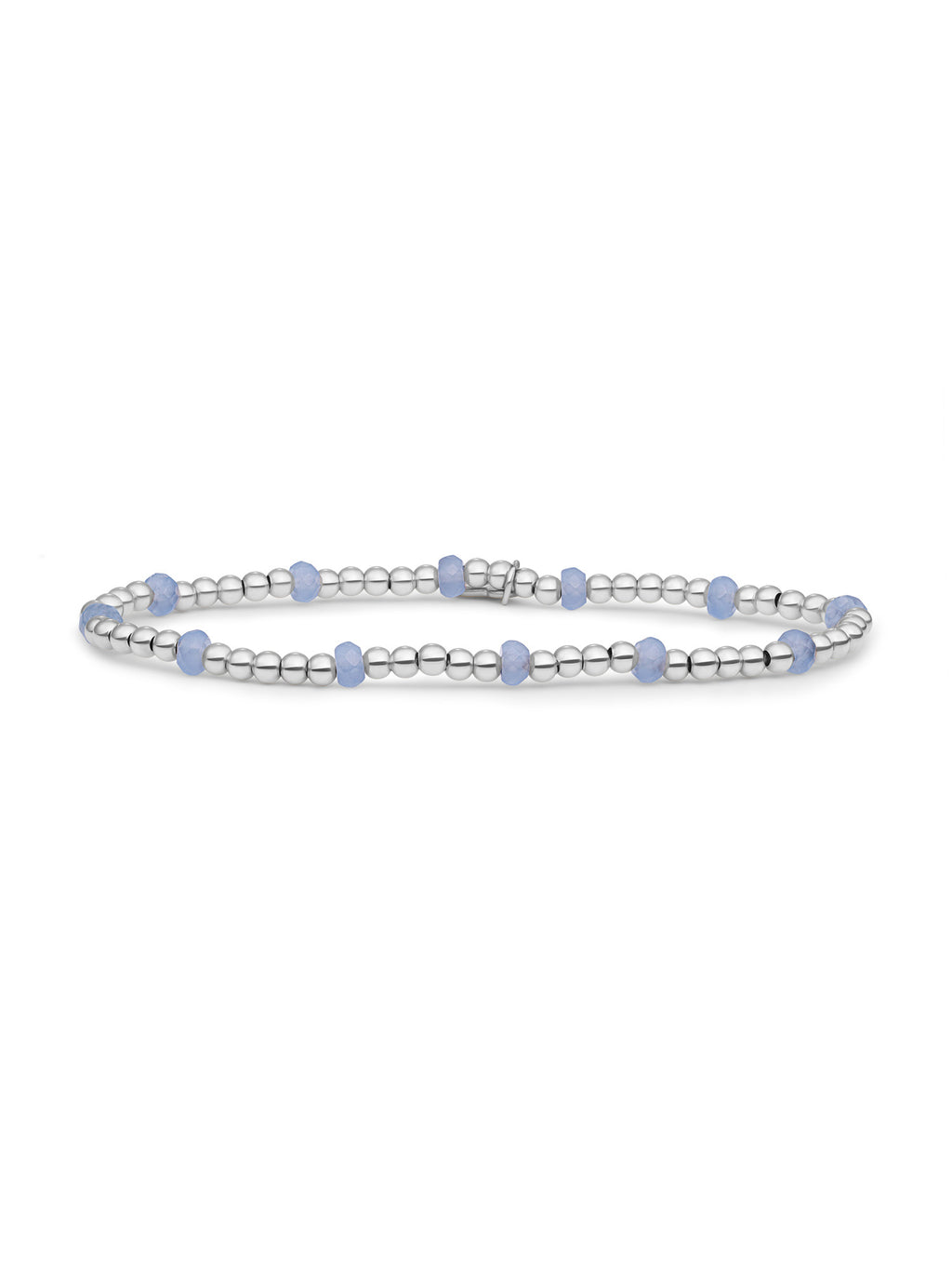 Reverse Roundel Armband Milky Blue Jade - Rhodium Plated