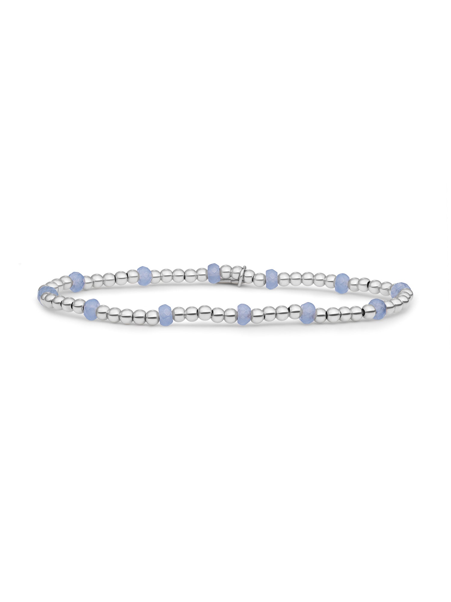 Reverse Roundel Armband Milky Blue Jade - Rhodium Plated